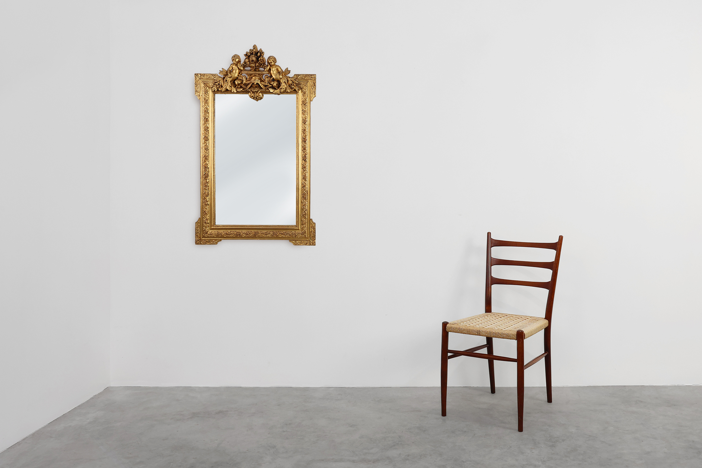 French rococo style richly sculpted gilted oak mirror, 19th century thumbnail